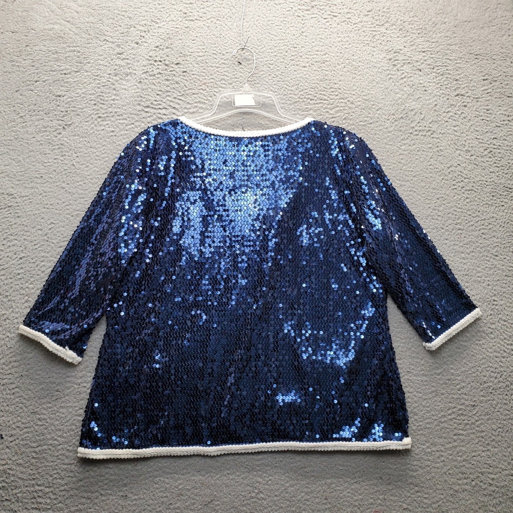 IMAN Sequin Jacket Womens 1X Multi Lined Long Sleeve Front Pocket Scoop Neck - Picture 2 of 7